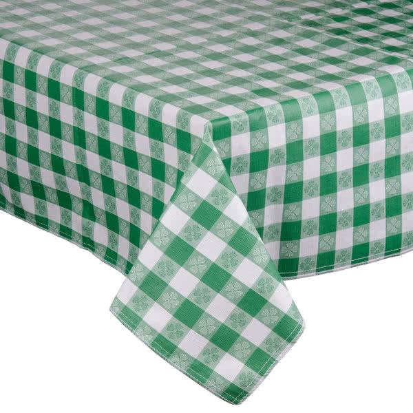 Economy Tavern Check w/ Flower Vinyl Tablecloth