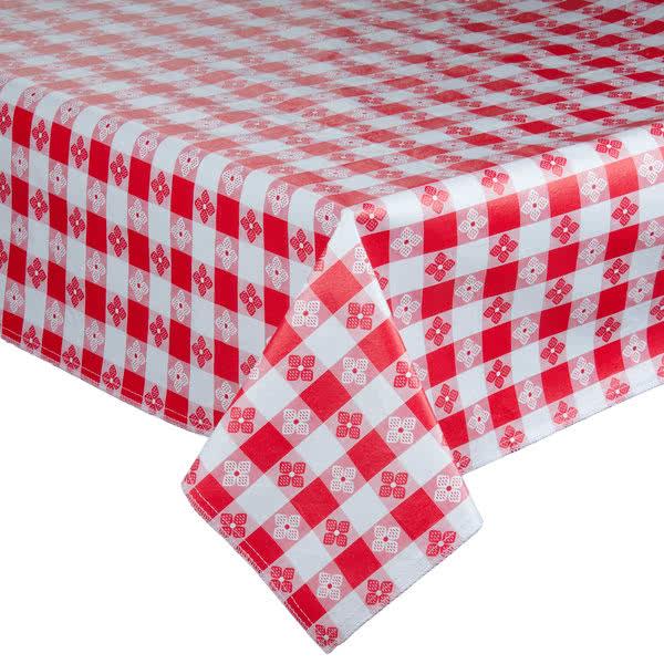 Economy Tavern Check w/ Flower Vinyl Tablecloth