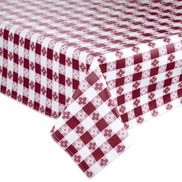 Economy Tavern Check w/ Flower Vinyl Tablecloth