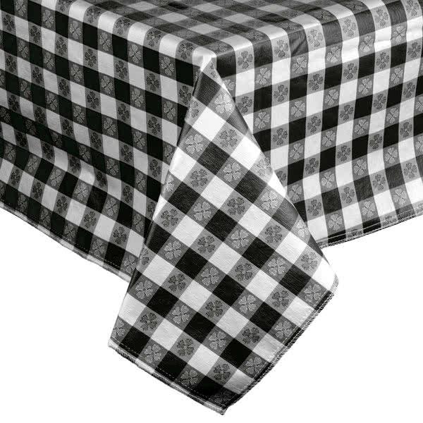 Economy Tavern Check w/ Flower Vinyl Tablecloth