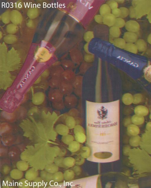 Heavyweight Wine Bottles Design Vinyl Tablecloth Roll, R0316