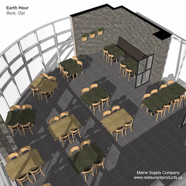 Earth Hour Decor using Bark and Oat colors of S6108 Vinyl Series Tablecloths