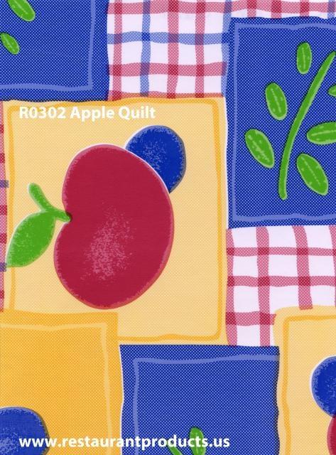 Apple Quilt Print Heavy Duty Vinyl Tablecloth Roll, R0305