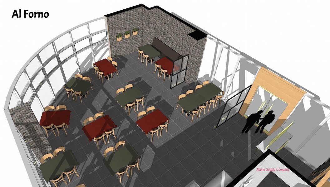 "Al Forno" Ambiance using Bourdeaux & Moss Colors