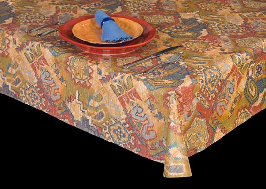 Heavy Duty Southwestern Theme Vinyl Tablecloth w/ Flannel Backing, S6112