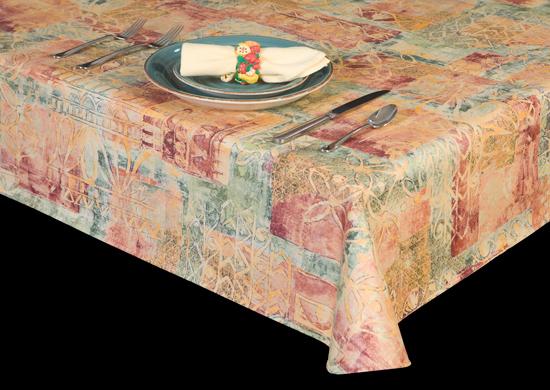 Abstract Print Restaurant Quality Vinyl Tablecloth w/ Flannel Back, S6117