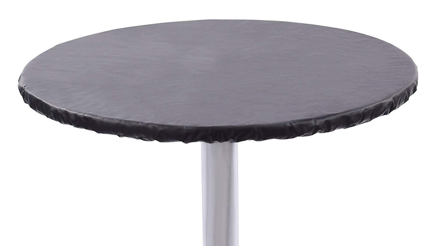 Nova Leather Look Heavy Duty Flannel Backed Fitted/Elasticized Round Vinyl Tablecloth