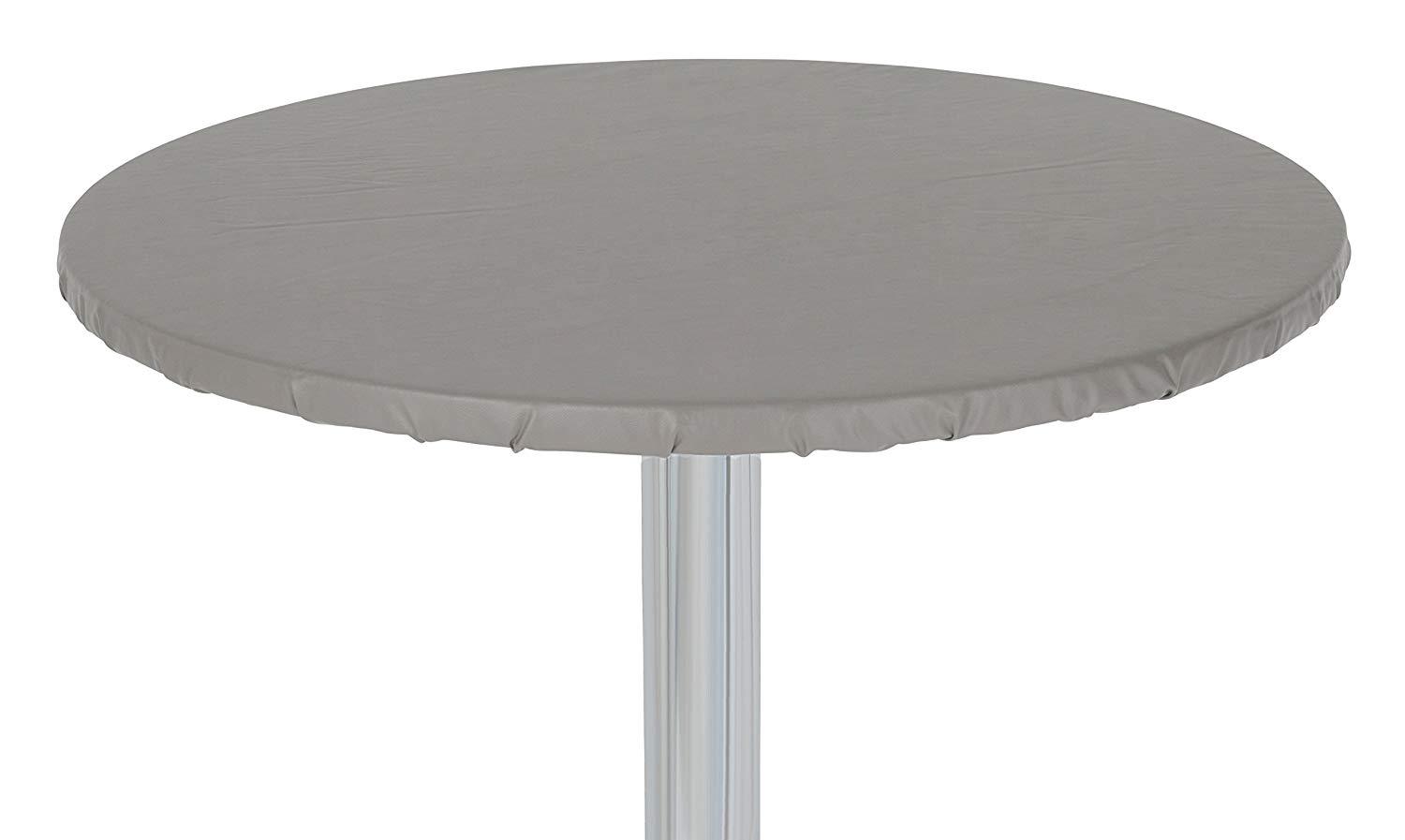 Nova Leather Look Heavy Duty Flannel Backed Fitted/Elasticized Round Vinyl Tablecloth