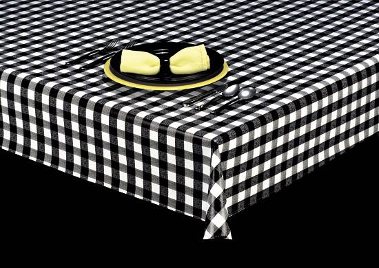 Heavy Duty Purely Plaid 1" Squares Vinyl Tablecloth Roll w/ Flannel Backing, S9811