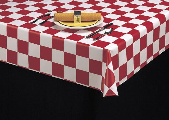 Heavyweight Chuckwagon Check Vinyl Tablecloth w/ Flannel Backing, S9819