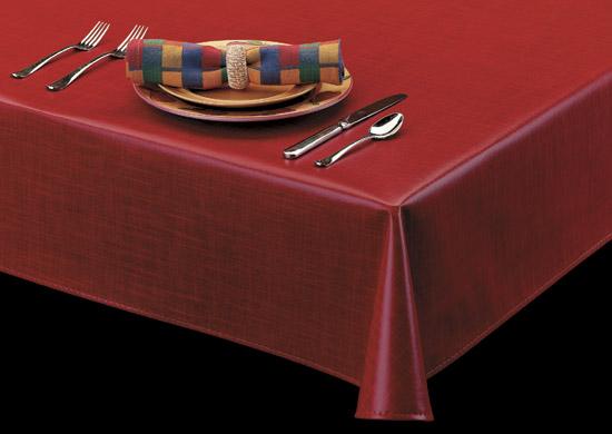 Heavy Duty Elegant Linen Look Vinyl Tablecloth Roll w/ Flannel Back, S9821