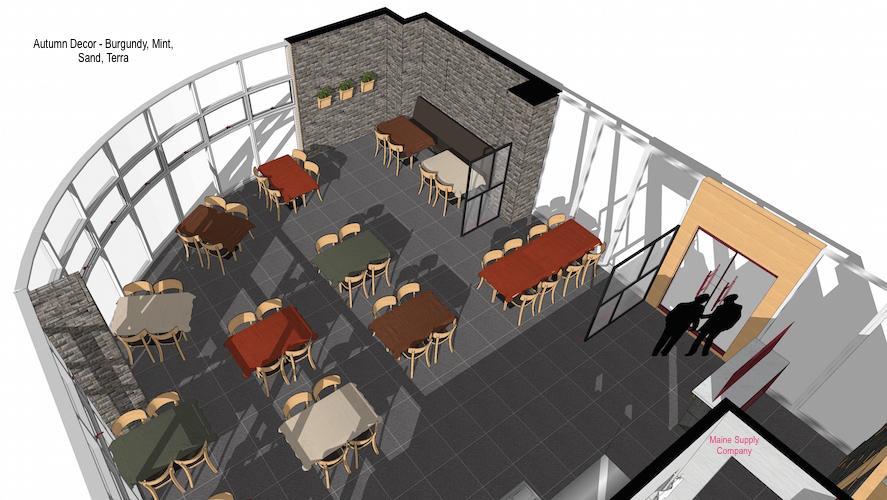 Autumn Decor using Burgundy, Mint, Sand, Terra Colored Galaxy Vinyl Tablecloths