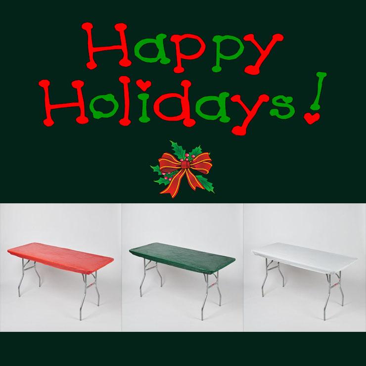 Holiday/Christmas Pack Fitted Plastic Table Cover