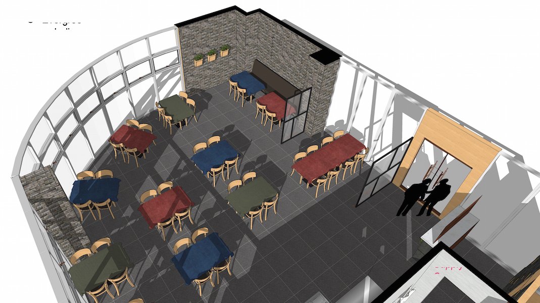 Cozy using Brick, Evergreen, Indigo Vinyl Tablecloths
