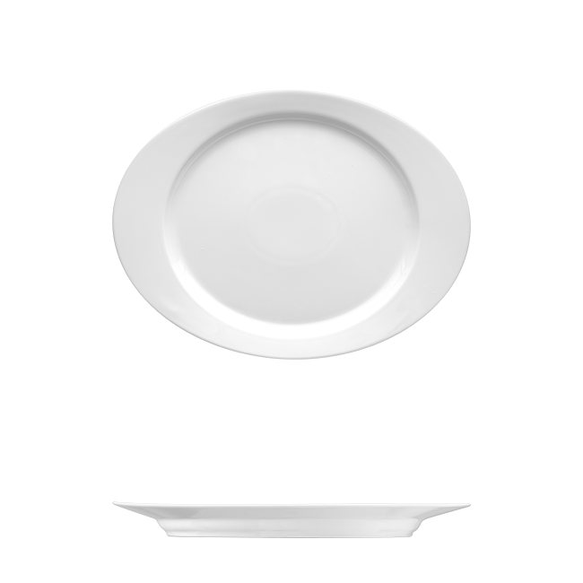 Saturno Bright White Porcelain Oval Platter 15" x 11 3/4"