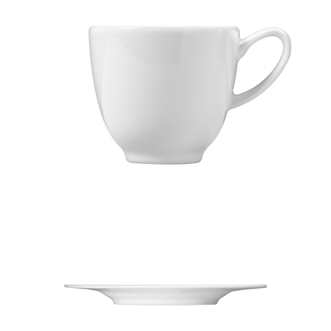 Saturno Bright White Porcelain Saucer 5 1/8" & Cup 100ml 4oz