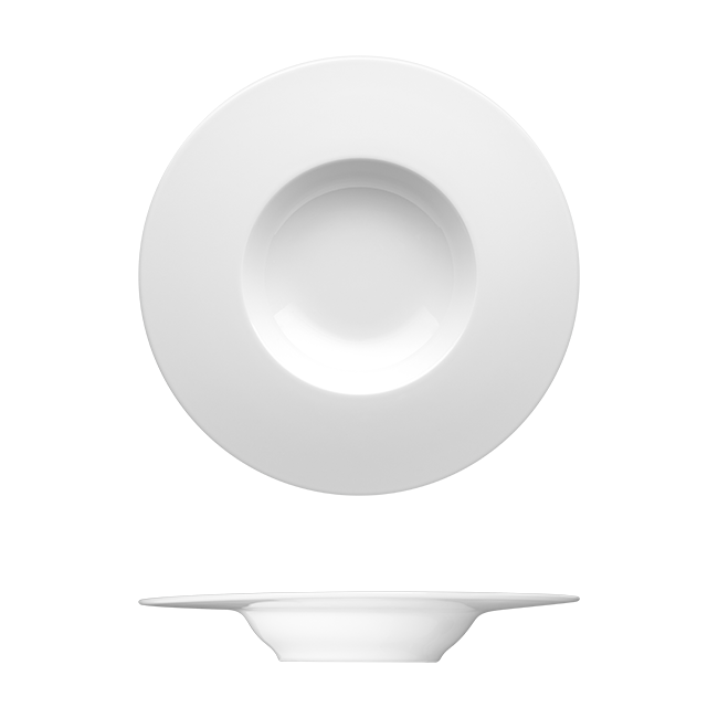 Saturno Bright White Porcelain Deep Plate 11 3/8"