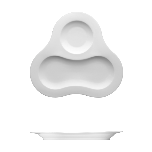 Saturno Bright White Porcelain Dip Plate 9 7/8"