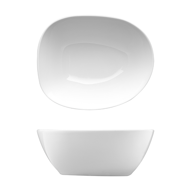 Saturno Bright White Porcelain Individual Salad Bowl 6 3/4"x5 1/2"x2 3/4" 24oz