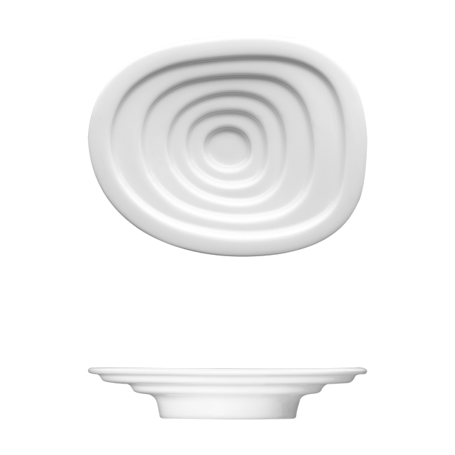 Saturno Bright White Porcelain Olive Oil Dipping Dish 5 1/8&quot; x 4&quot;