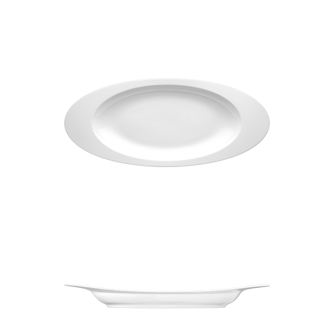 Saturno Bright White Porcelain Platter 18 3/4" x 8 1/4" 24oz