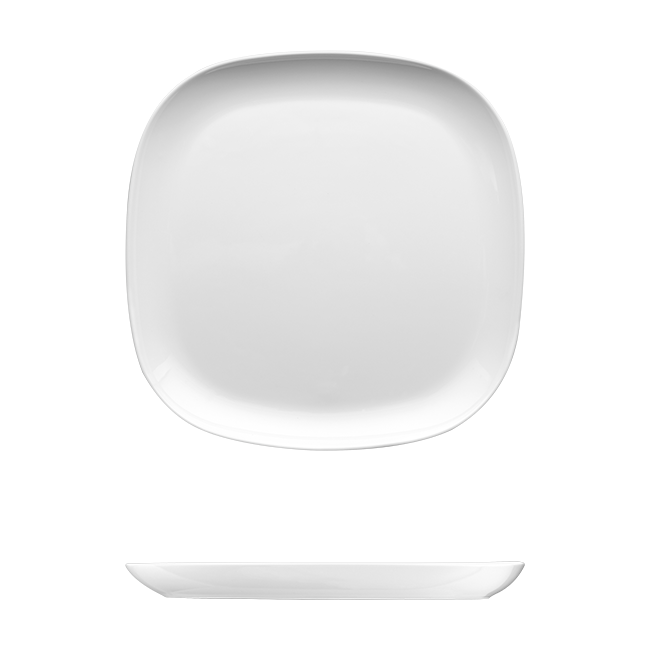 Saturno Bright White Porcelain Square Plate 10 3/8"