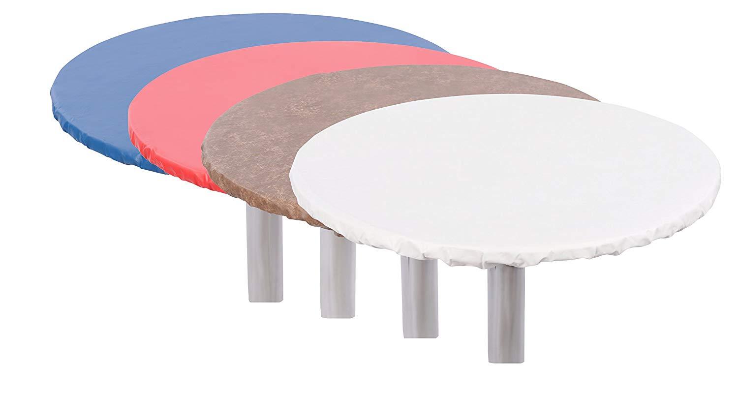 Nova Leather Look Heavy Duty Flannel Backed Fitted/Elasticized Round Vinyl Tablecloth