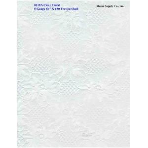 Restaurant Quality Clear Floral Print Vinyl Tablecloth Roll w/ Knit Back, 0118A