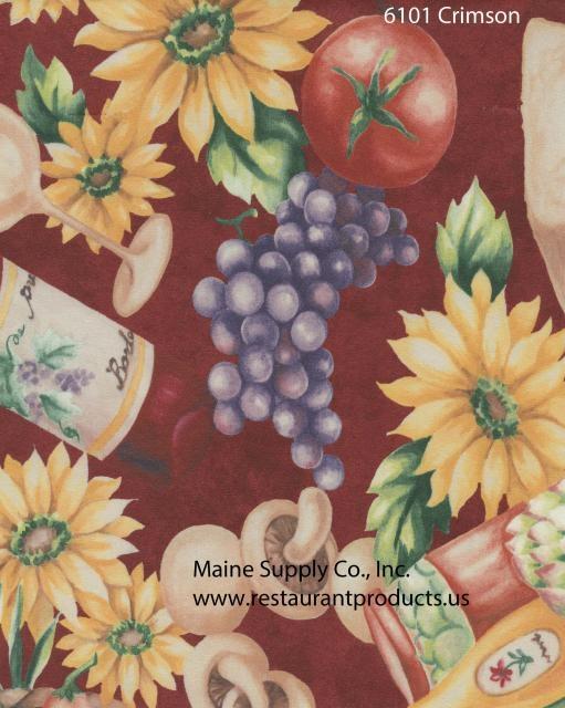 Heavy Duty Fruits & Vegetables Print Vinyl Tablecloth w/ Flannel Backing, S6101