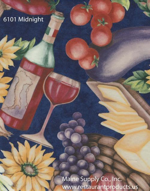Heavy Duty Fruits & Vegetables Print Vinyl Tablecloth w/ Flannel Backing, S6101