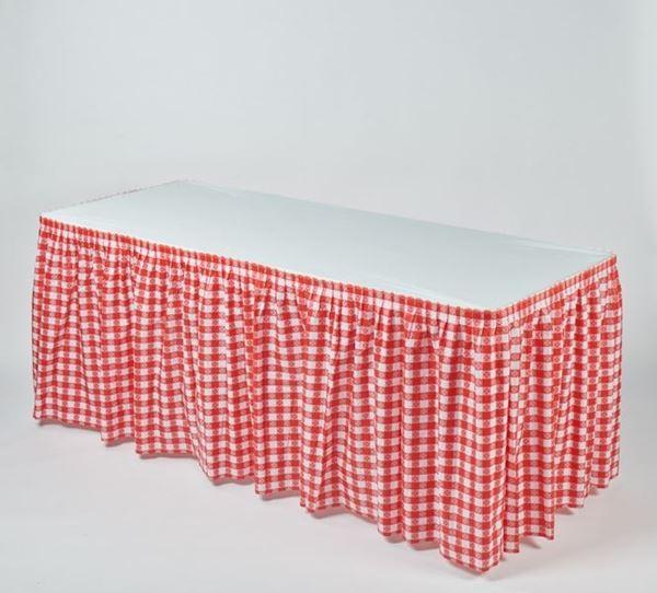 Red/White Gingham Check Disposable Kwik-Skirt Table Skirt