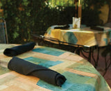 Heavy Duty Geometric Print Vinyl Tablecloth w/ Flannel Back, S6118