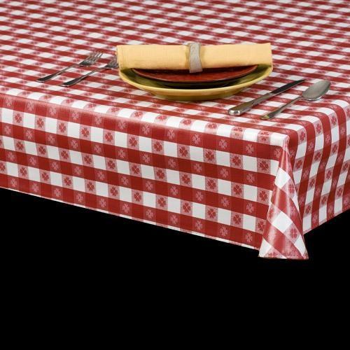 Heavy Duty Tavern Check Design Vinyl Tablecloth Roll w/ Flannel Backing, S9802