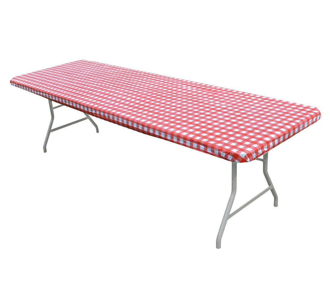 Gingham Check Plastic Fitted Banquet Table Covers