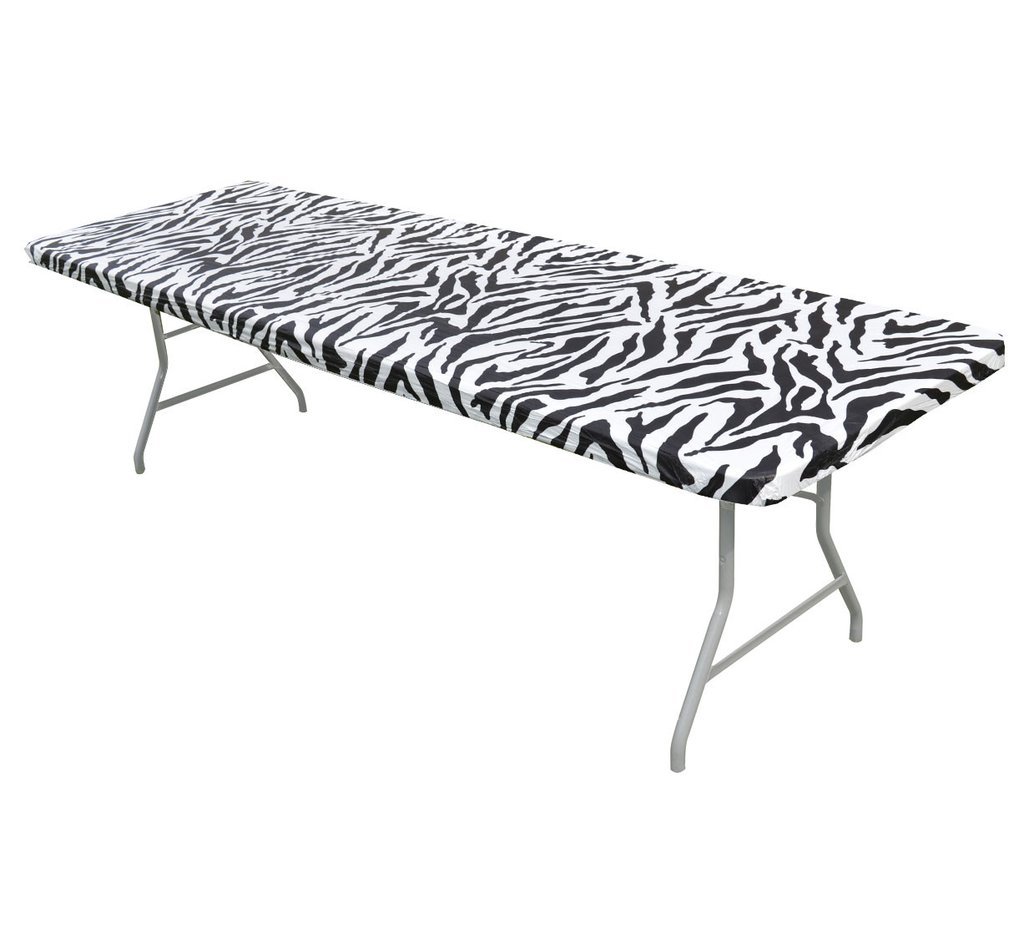Zebra Print Kwik-Cover Rectangular Plastic Fitted Table Covers