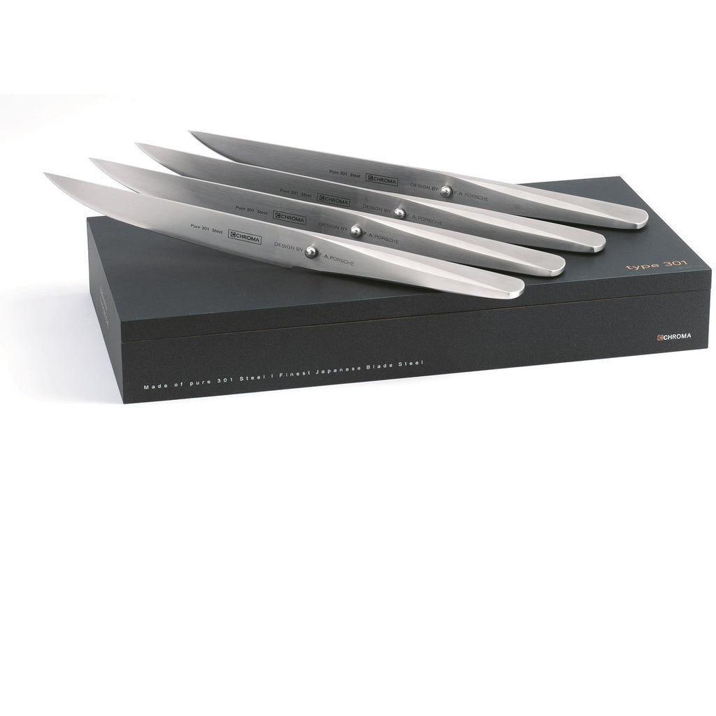 Chroma Type 301 Japanese Stainless Steel Steak Knife Set 4-Piece