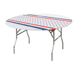 Round Fitted Printed Plastic Table Covers - Patriotic Print / Flag / 4th July