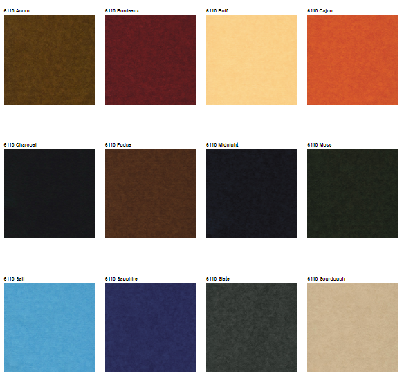 Sample of Premium Vinyl w/ Flannel Backing, Solid Color Patina Series, 12 Colors, S6110