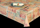 Abstract Print Restaurant Quality Vinyl Tablecloth w/ Flannel Back, S6117