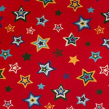 Heavy Duty Red Star Print Vinyl Tablecloth Roll w/ Flannel Backing, S6127