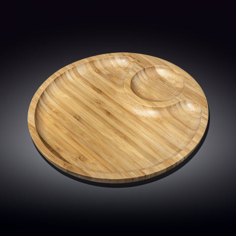 Bamboo Round 2-Section Platter w/ Eccentric Inner Section, Wilmax