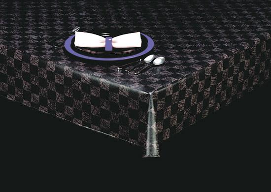 Heavy Duty Twisted Checkmate 1 1/2&quot; Squares Series Vinyl Tablecloth Rolls w/ Flannel Backing, S9809