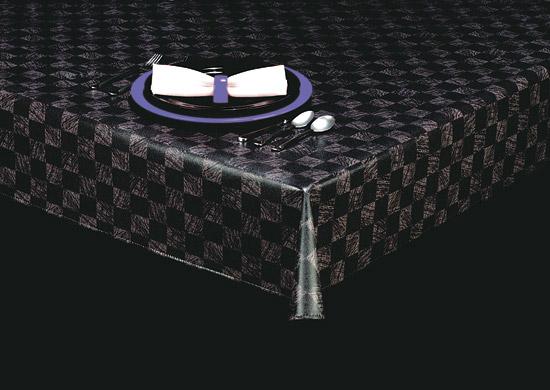 Heavy Duty Twisted Checkmate 1 1/2" Squares Series Vinyl Tablecloth Rolls w/ Flannel Backing, S9809