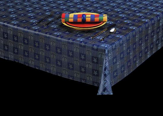 Heavy Duty Vinyl Tablecloth w/ Flannel Backing, Anchors Aweigh Print, S9813