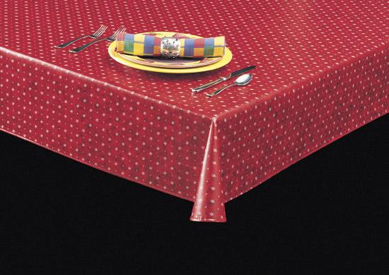Heavyweight Starbursts &amp; Dots Print Vinyl Tablecloth w/ Flannel Backing, S9814