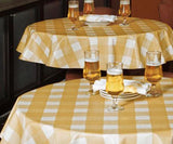 Heavyweight Large Plaid Linen Vinyl Tablecloth w/ Flannel Backing, S9815