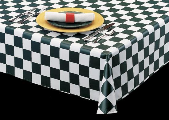 Heavyweight Charming Checkers Vinyl Tablecloth w/ Flannel Backing, S9823