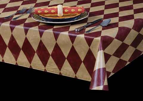 Heavy Weight Large Diamond Print Vinyl Tablecloth Roll w/ Flannel Back, S9829