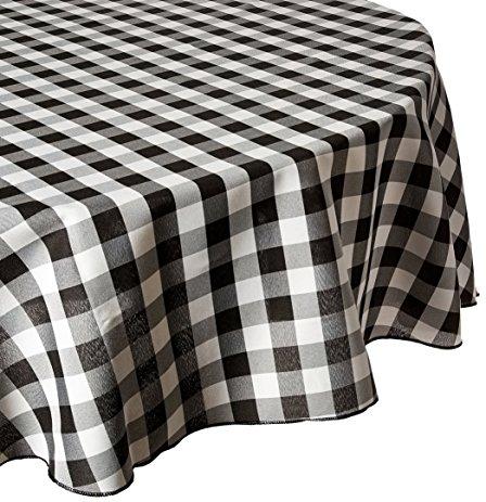 black/white poly check linen tablecloth