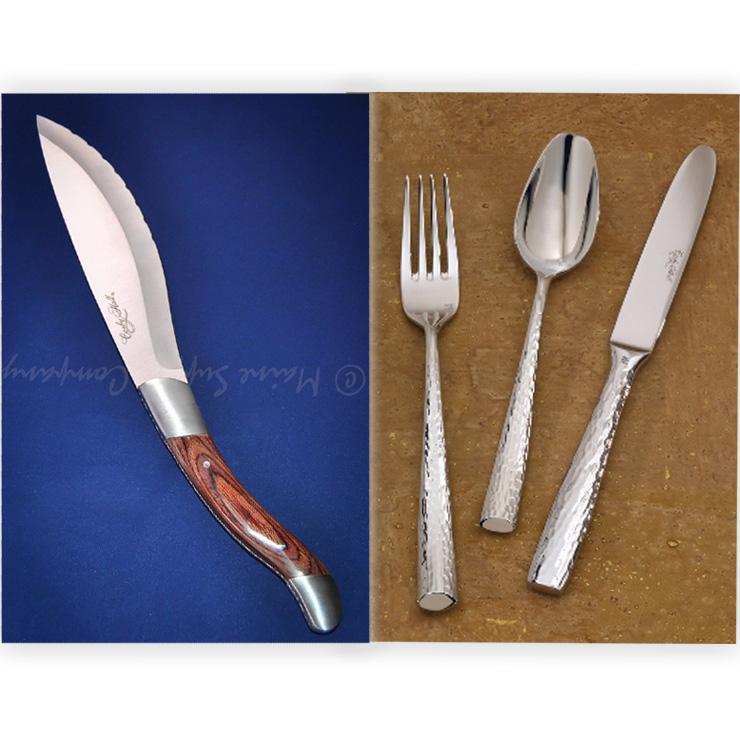 Santa Fe Premium Flatware Set w/ Tomahawk Steak Knife Set Combo for 12